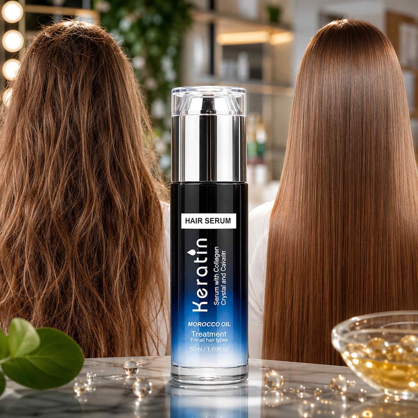 Keratin Hair Serum for Smooth, Frizzy & Damaged Hair.