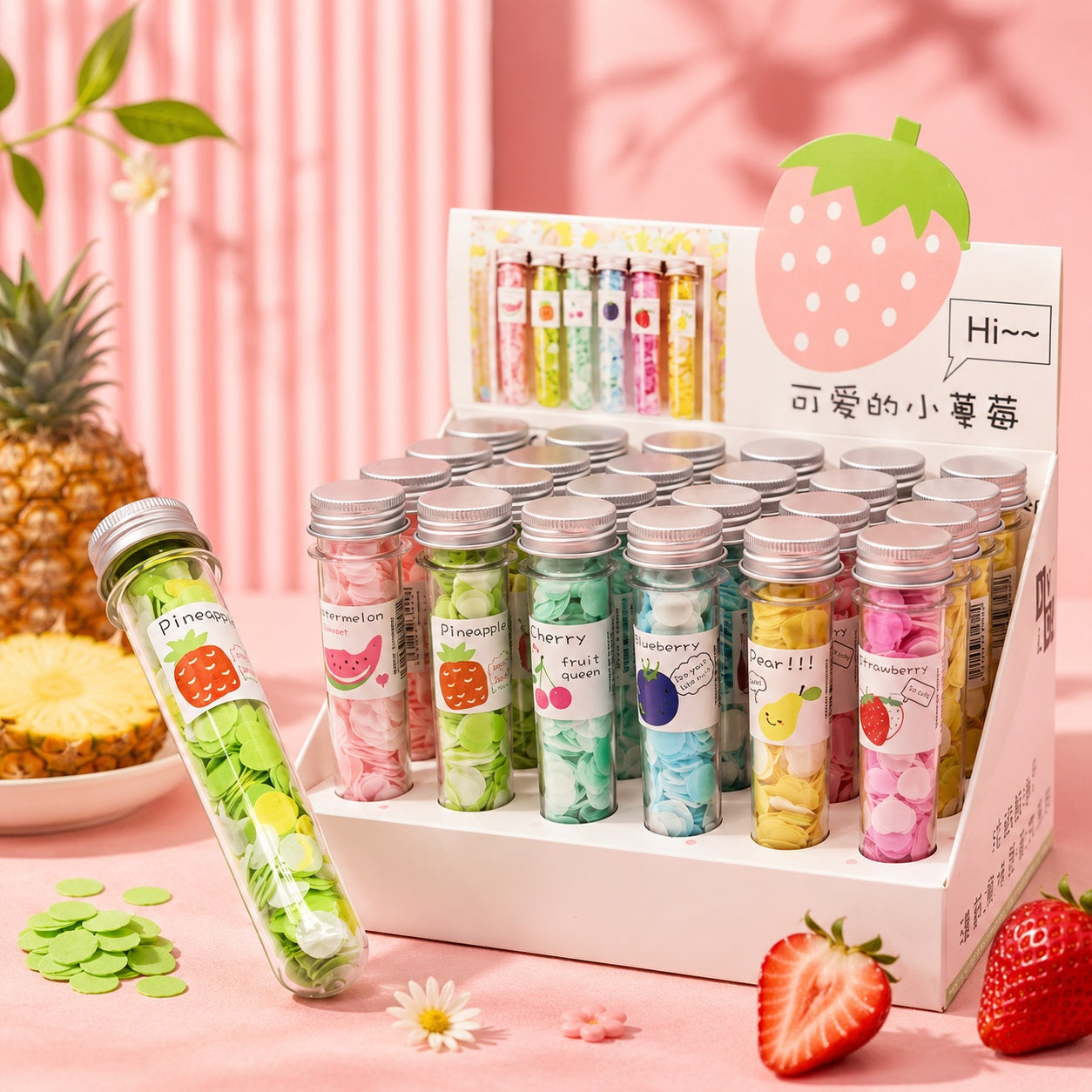 fruit scented paper soap flakes.