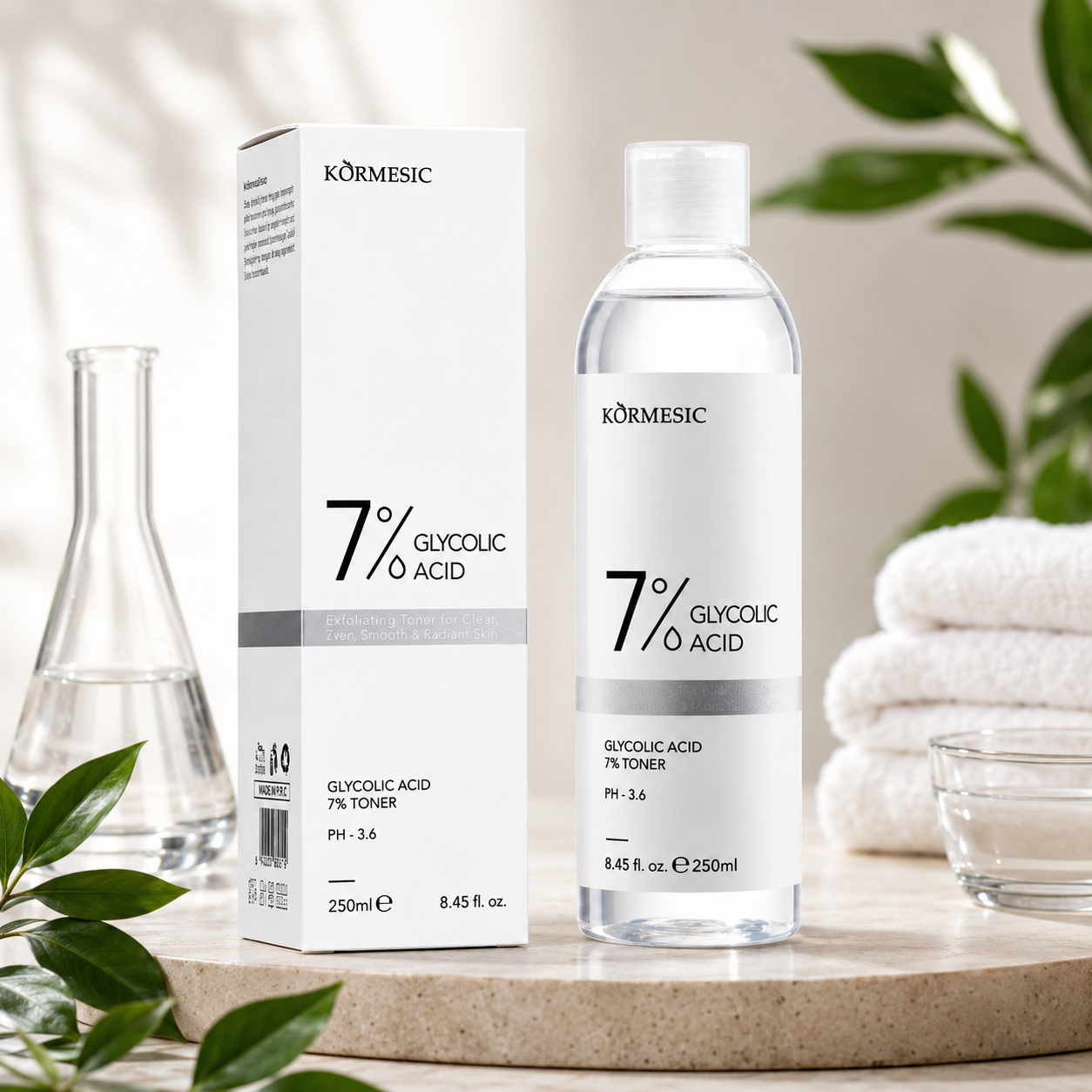 KORMESIC 7% Glycolic Acid Toner – Exfoliating Toner for Smooth, Clear & Radiant Skin.