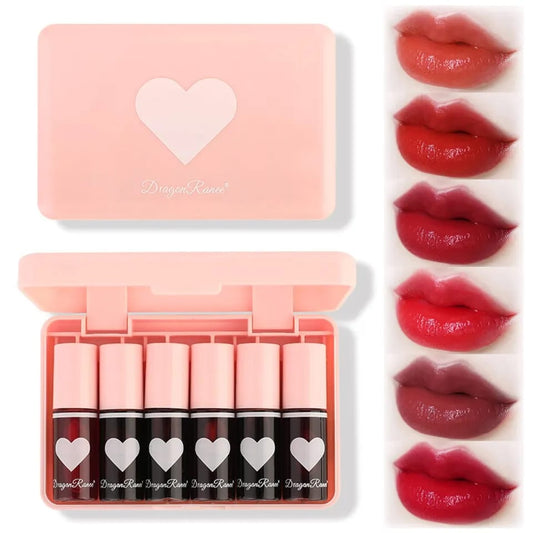6 Colors Lip Tint Set | Long Lasting Waterproof Velvet Lip Stain Kit | Moisturizing Glossy Lip Makeup.