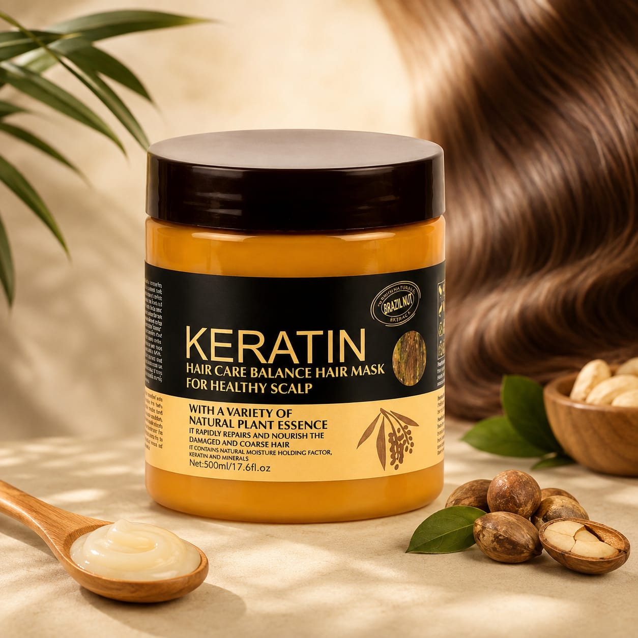 Keratin hair mask for damaged hair.