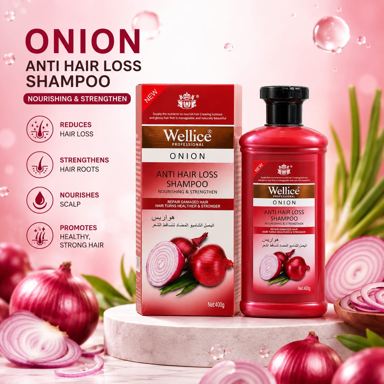 Wellice Onion Anti Hair Loss Shampoo.
