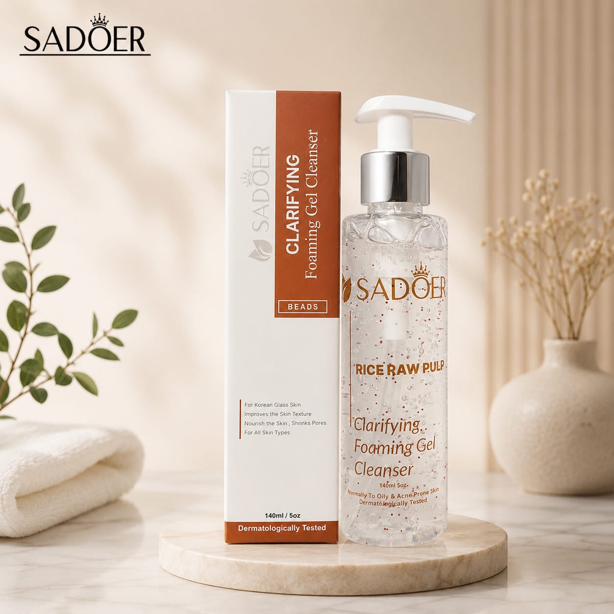 SADOER Rice Raw Pulp Clarifying Foaming Gel Cleanser.