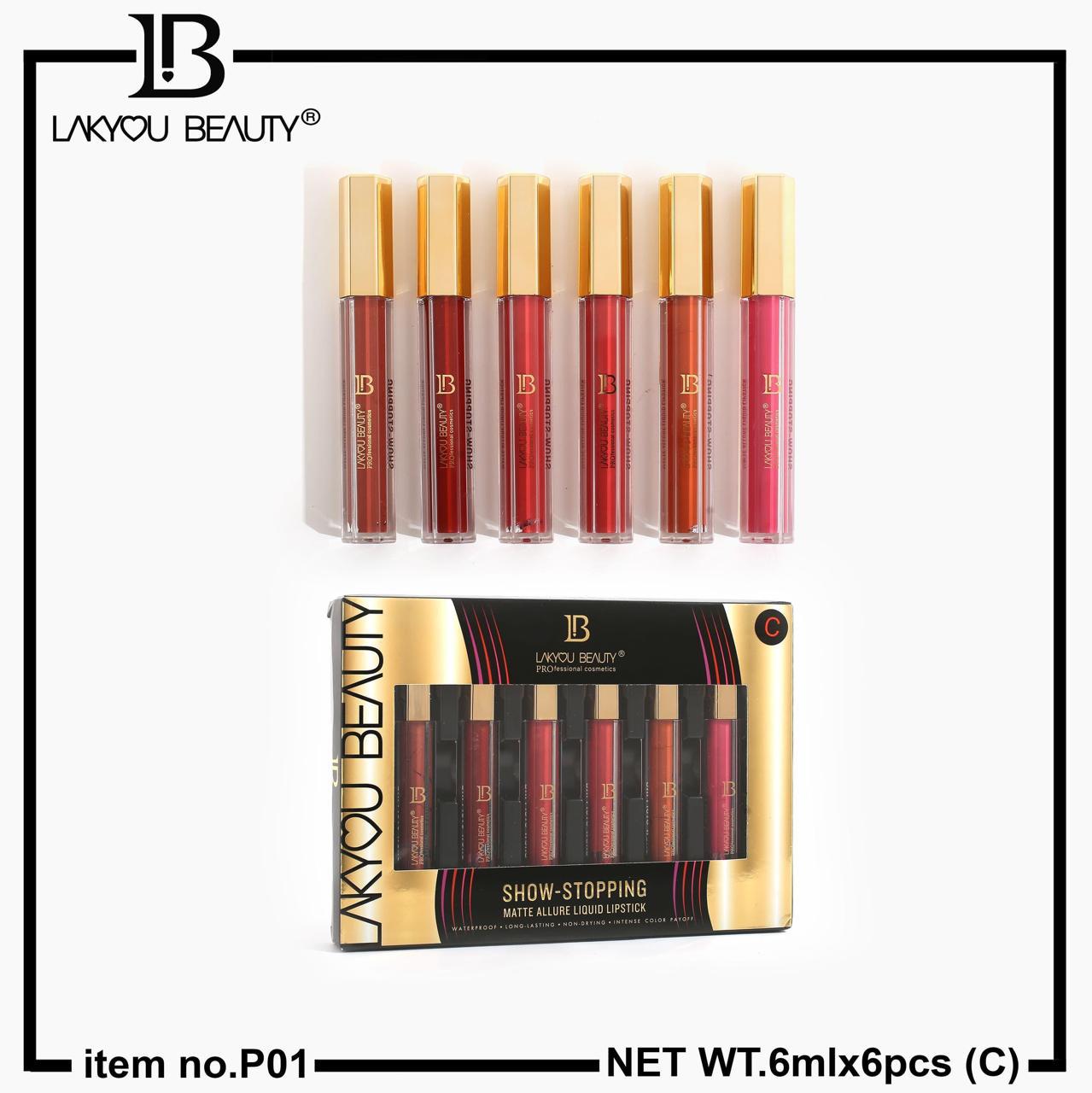 LAKYOU Beauty Show-Stopping Matte Liquid Lipstick Set – Waterproof Long Lasting Velvet Lipstick Kit (6 Shades)
