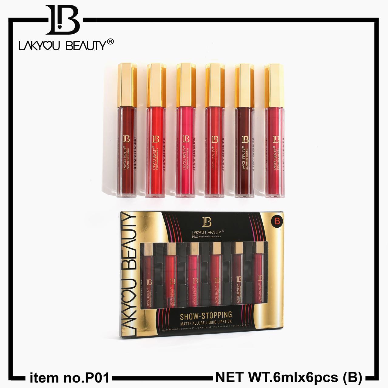 LAKYOU Beauty Show-Stopping Matte Liquid Lipstick Set – Waterproof Long Lasting Velvet Lipstick Kit (6 Shades)