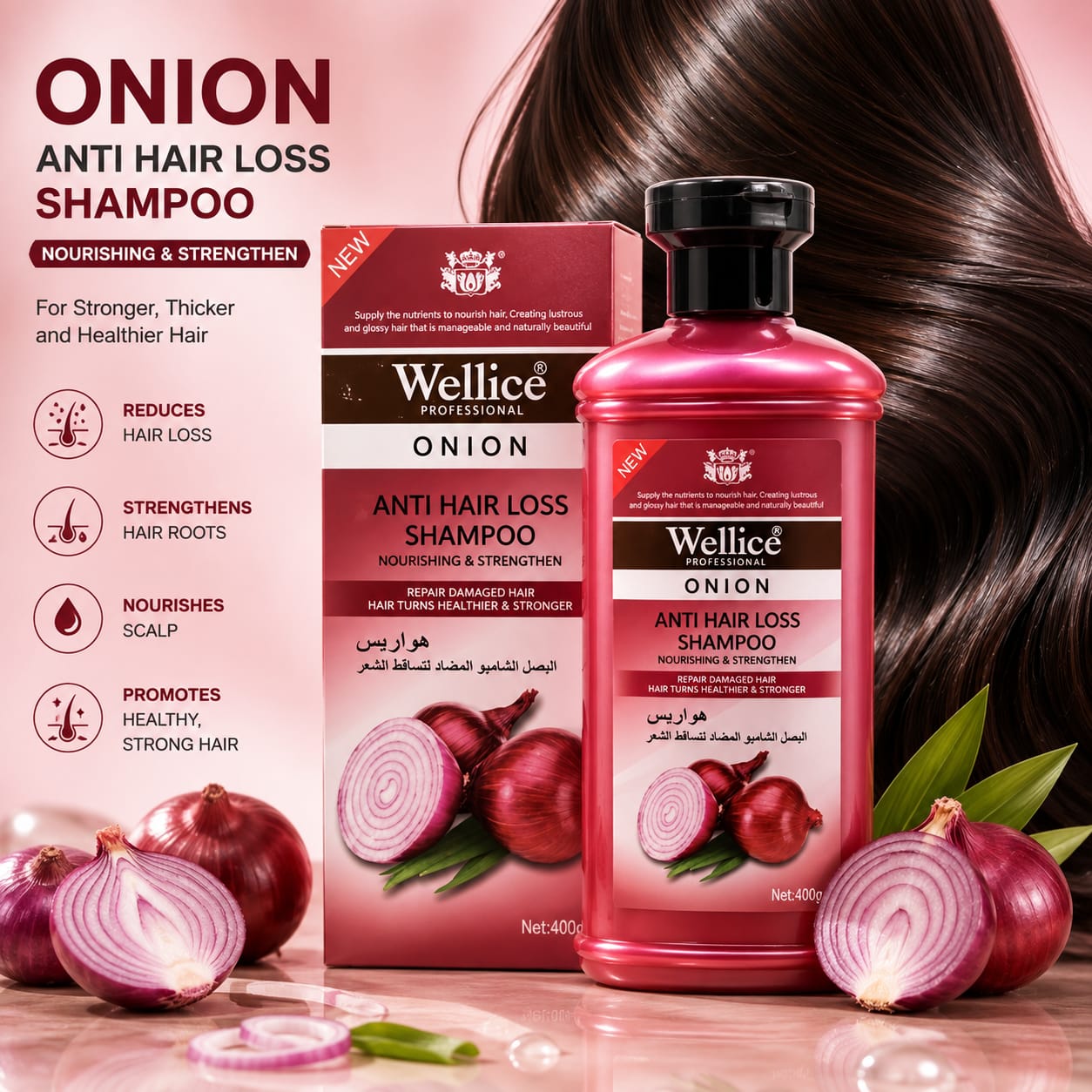 Wellice Onion Anti Hair Loss Shampoo.