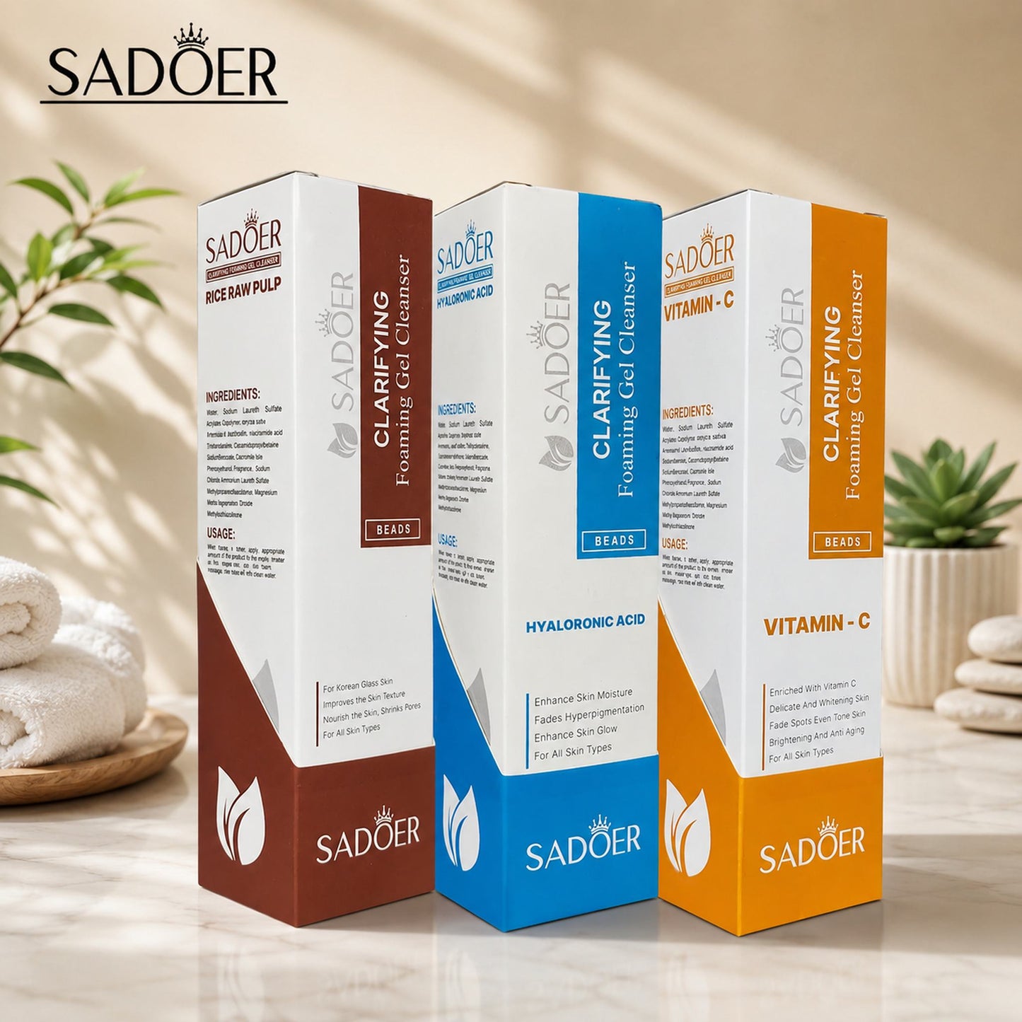 SADOER Clarifying Foaming Gel Cleanser and  Deep Cleansing Facial Wash.